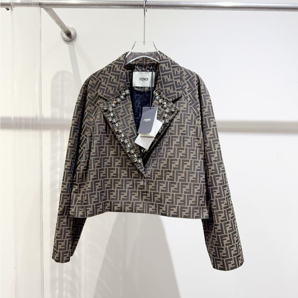 Authentic Fendi Women's Monogram Brown Blazer
